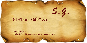 Sifter Géza névjegykártya